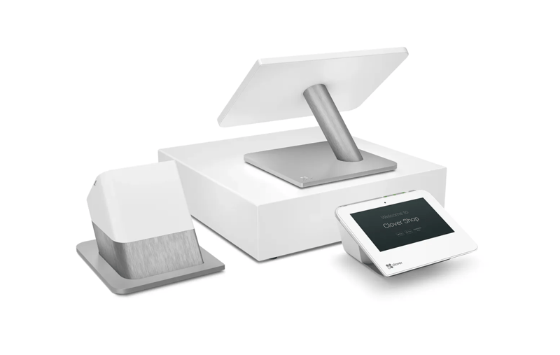Clover Station Duo Point-of-Sale POS System with large touchscreen, fast receipt printer, cash drawer, and customer facing display for modern retail and restaurant merchants.